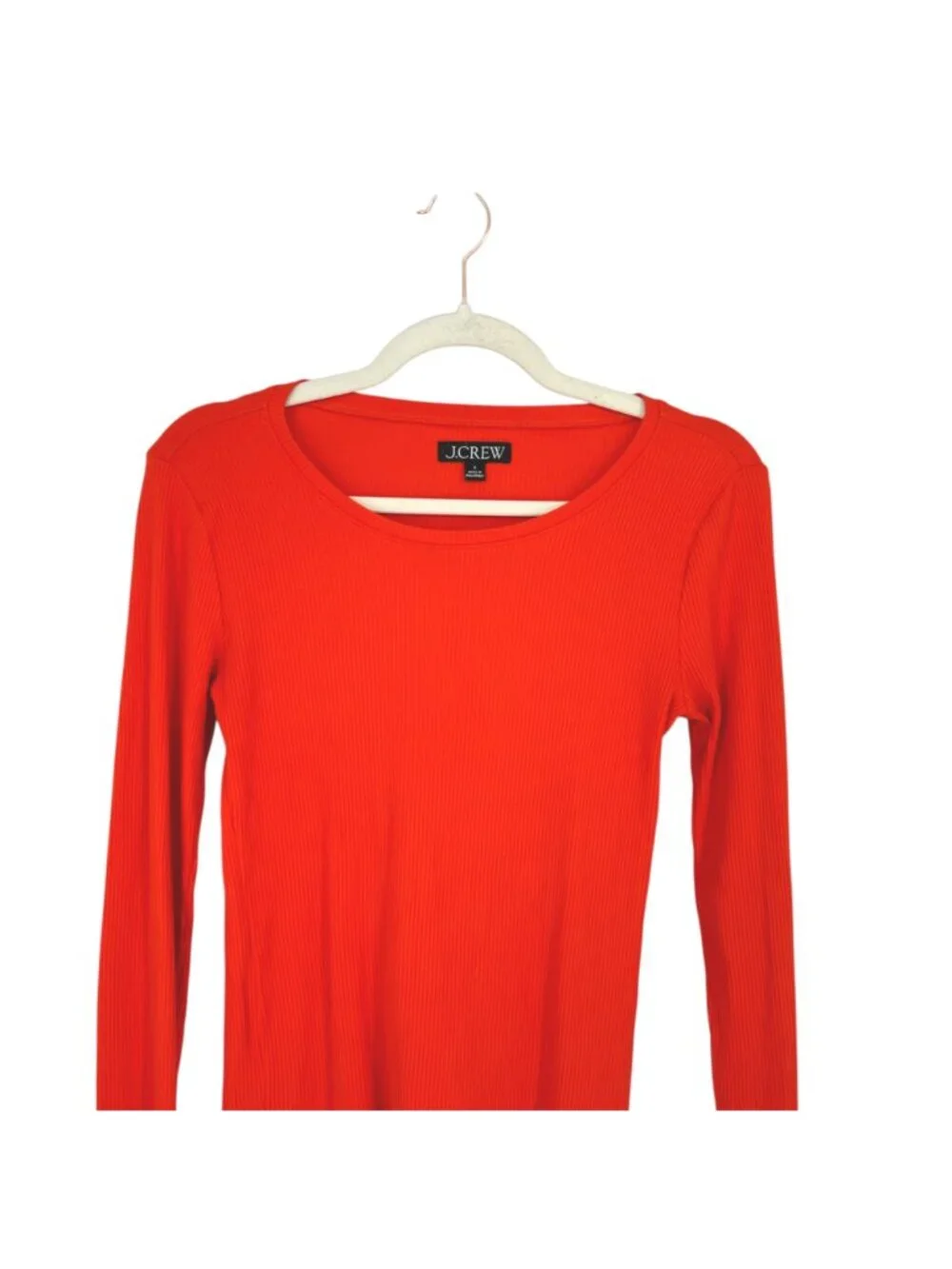 J.Crew Ribbed Long Sleeve Orange Top Size Small Casual Chic Clean Girl